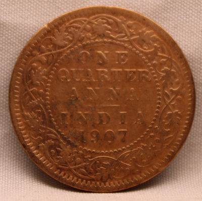 1\4 Anna 1907 Edward VII Bronze Coins