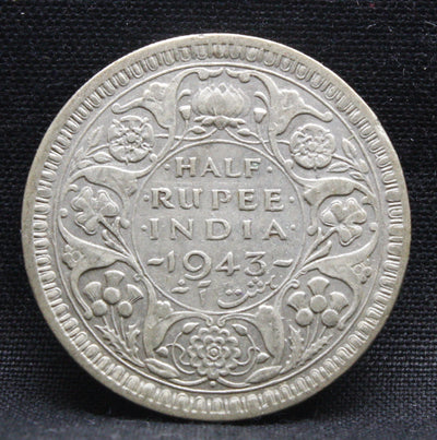 Half Rupee 1943 George VI Silver coins