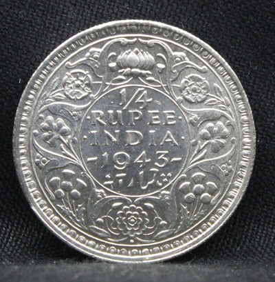 Quarter Rupee 1943 George VI Silver coins