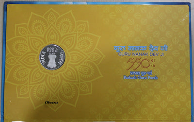 550th Prakash Purab Of Sri Guru Nanak Dev Ji Commemorative Coin & Booklet - 1469-2019