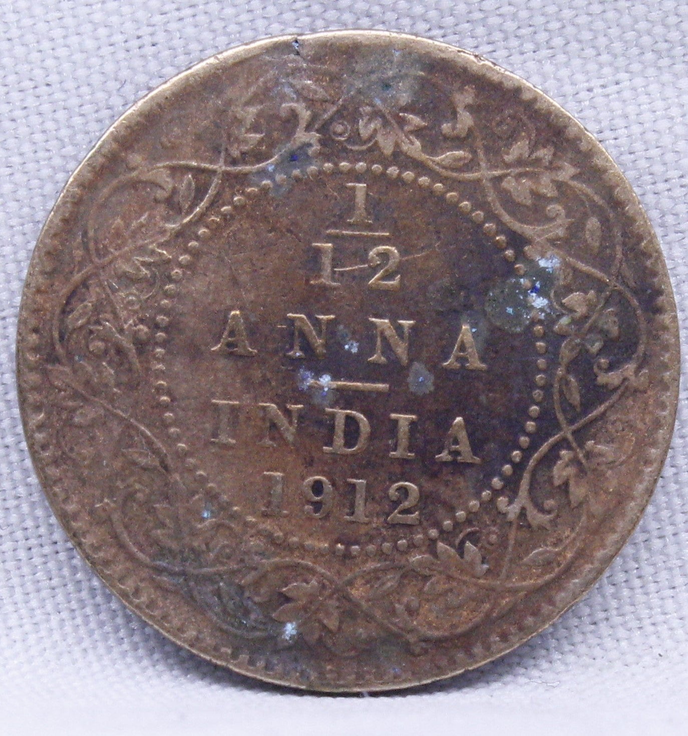 1\12 Anna 1912 George V Bronze coins