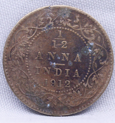 1\12 Anna 1912 George V Bronze coins