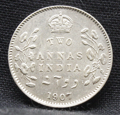 2 Annas 1907 Edward VII Silver coins