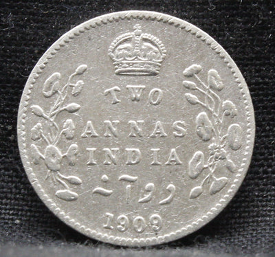 2 Annas 1909 Edward VII Silver coins