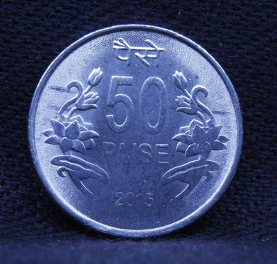 50 PAISE - VALUE, YEAR AT CENTER FLANKED BY FLORAL PATTERN ON EITHER SIDE CALCUTTA