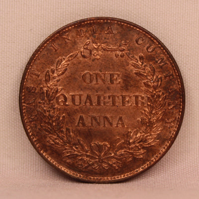 Quarter Anna  East Indian Company Single Leaf 1858