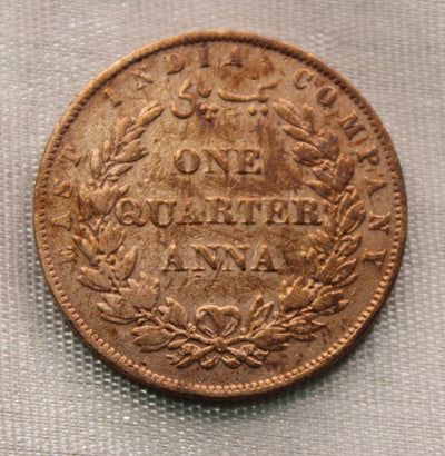 Quarter Anna  East Indian Company Double leaf 1858 Brimingham AUNC