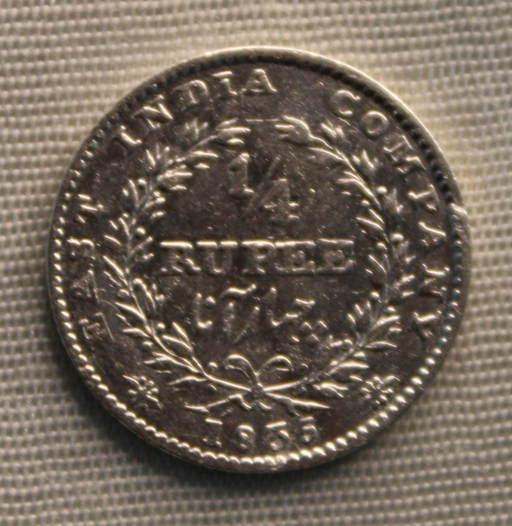 1\4 Rupee East India Company 1835 AUNC