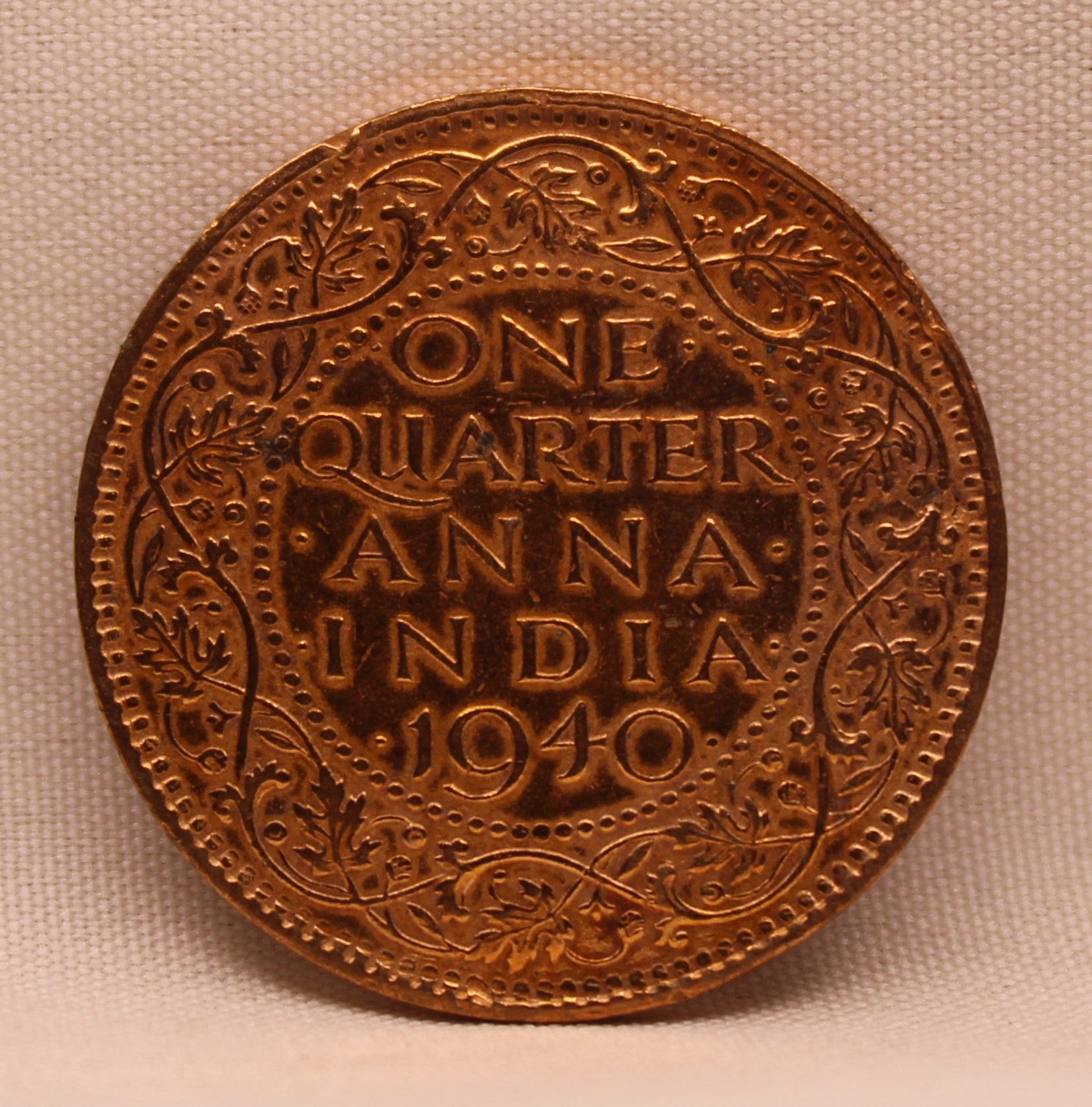 1\4 Anna King George VI 1940 Calcutta Mint