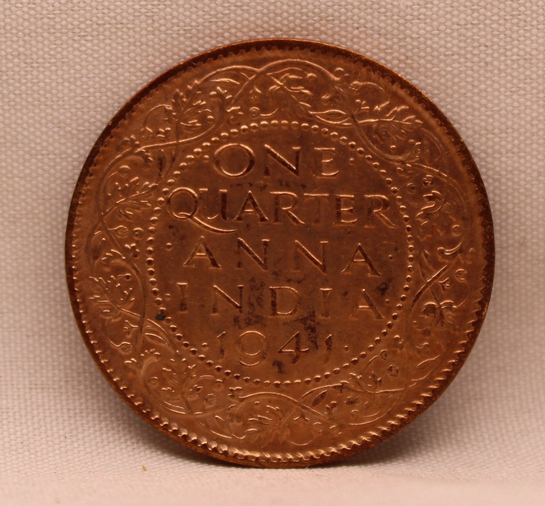 1\4 Anna King George VI 1941 Calcutta Mint