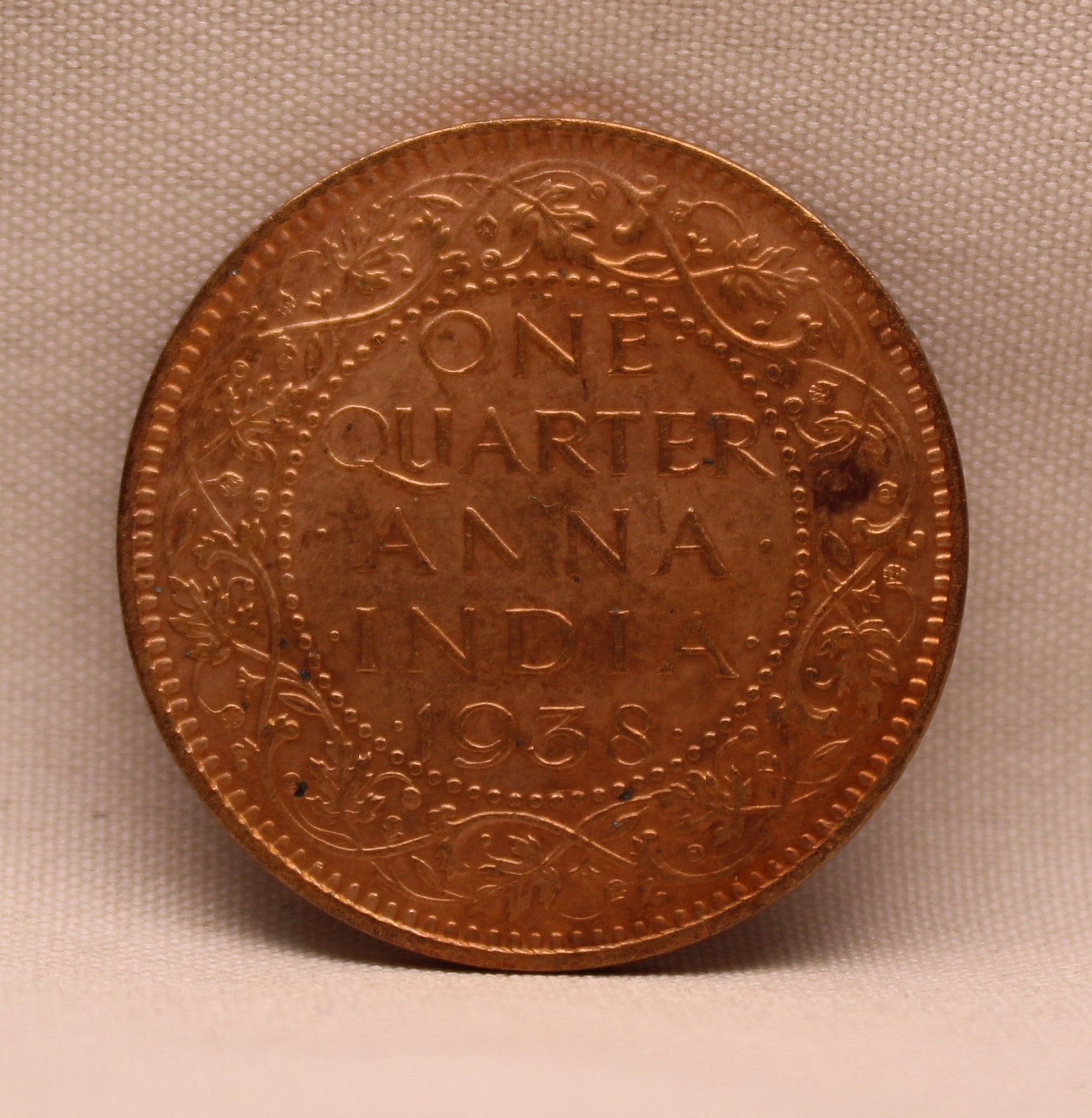 1\4 Anna King George VI 1938 Calcutta Mint