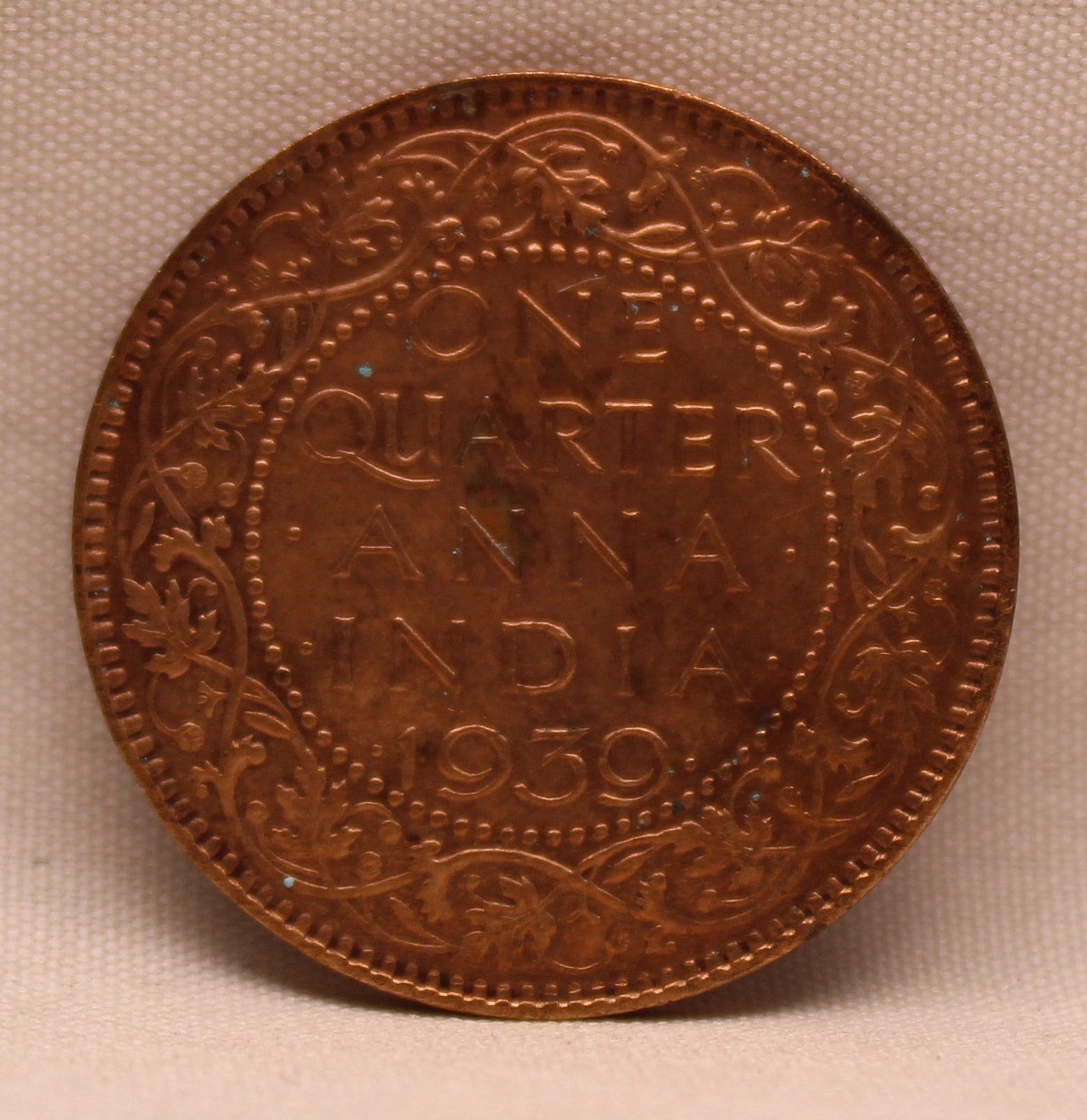 1\4 Anna King George VI 1939 Calcutta Mint