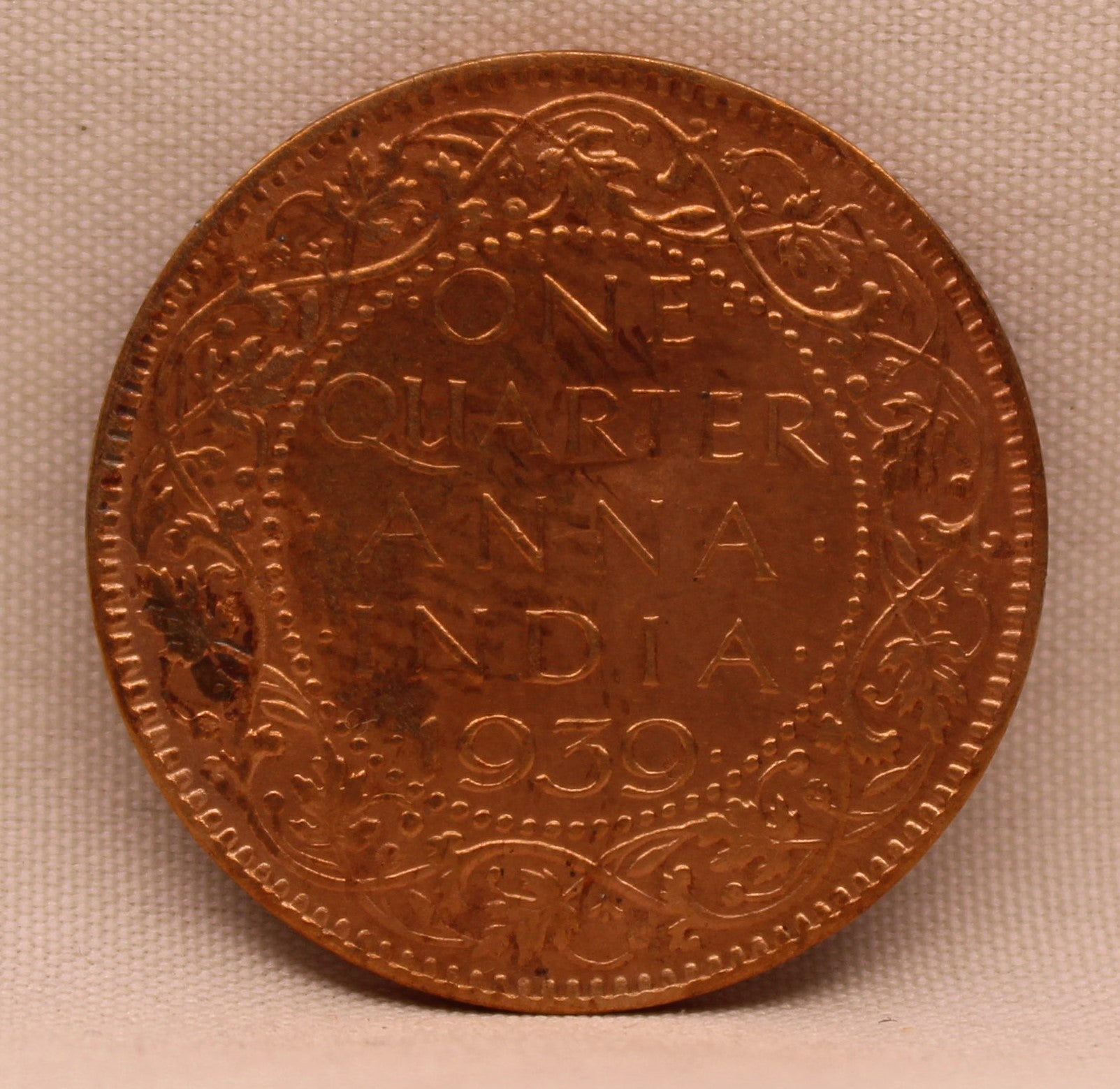 1\4 Anna King George VI 1939 Calcutta Mint