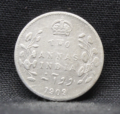 2 Annas 1909 Edward VII Silver coins