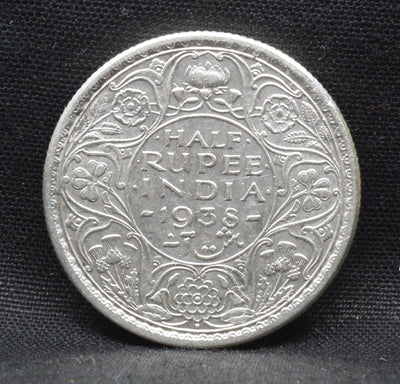 Half Rupee 1938 George VI Silver coins