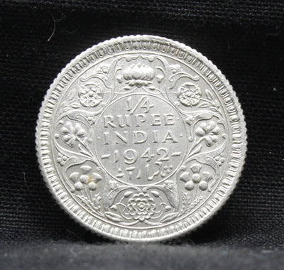 Quarter Rupee 1942 George VI Silver coins