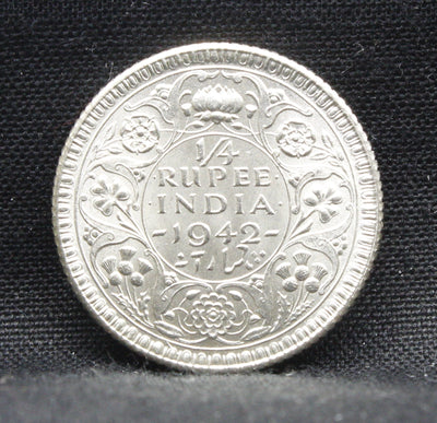 Quarter Rupee 1942 George VI Silver coins