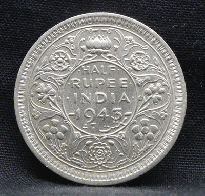 Half Rupee 1943 George VI Silver coins